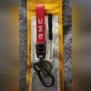 GMC red  leather keychain